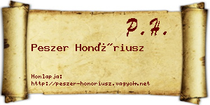 Peszer Honóriusz névjegykártya